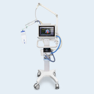 ICU ventilator UVENT-S on mobile cart with breathing circuit