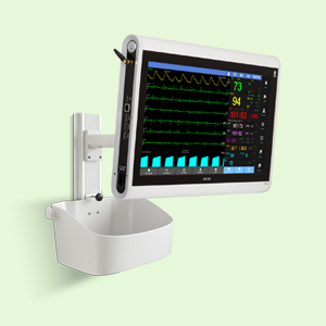 patient monitor wall arm mount with basket
